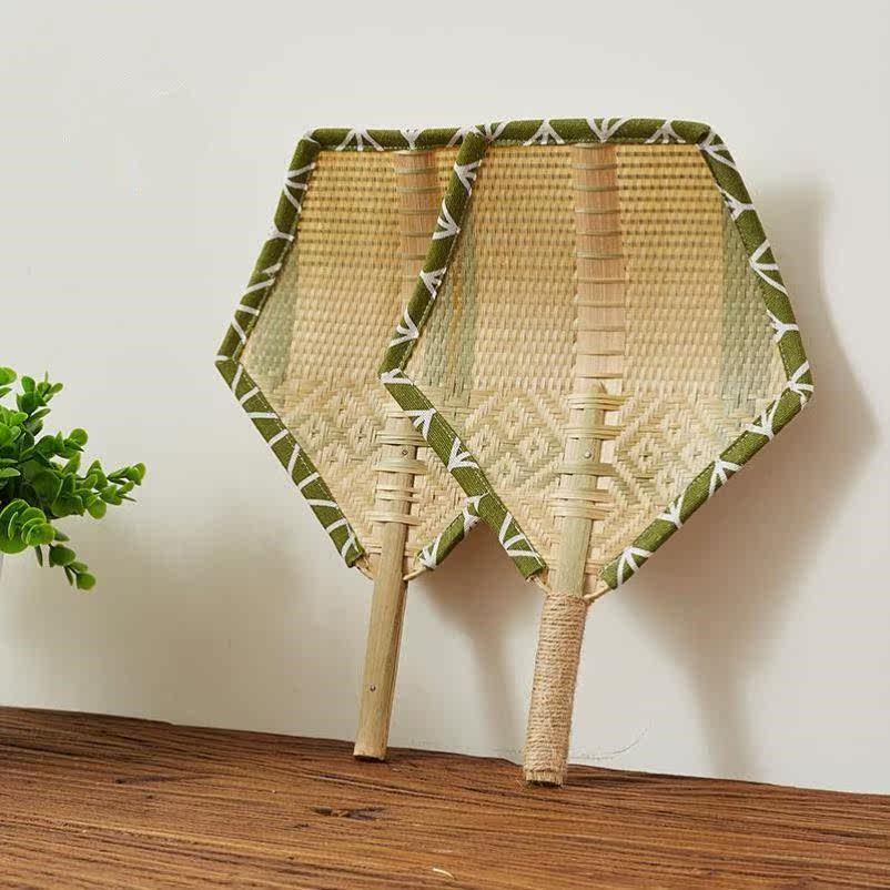 竹编纳扇子纯手工竹编扇子夏五角竹扇奶奶大扇编织扇子jrv季扇凉