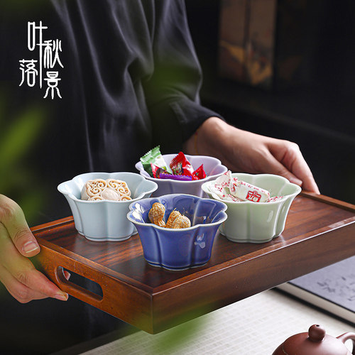 叶落秋景陶瓷古风小碗碟