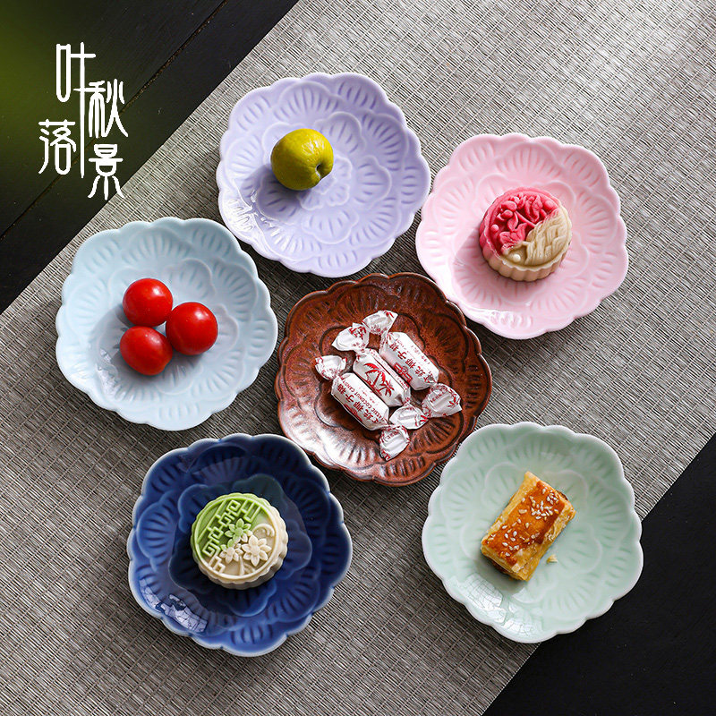 陶瓷中式花朵小碟高档轻奢茶点盘点心碟糕点碟禅意精致小号水果碟