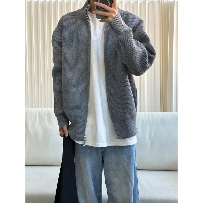 立领拉链毛衣外套男女款早秋季