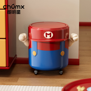 客厅垃圾桶2025新款家用厨房高颜值卡通可移动大容量带盖滑轮卧室