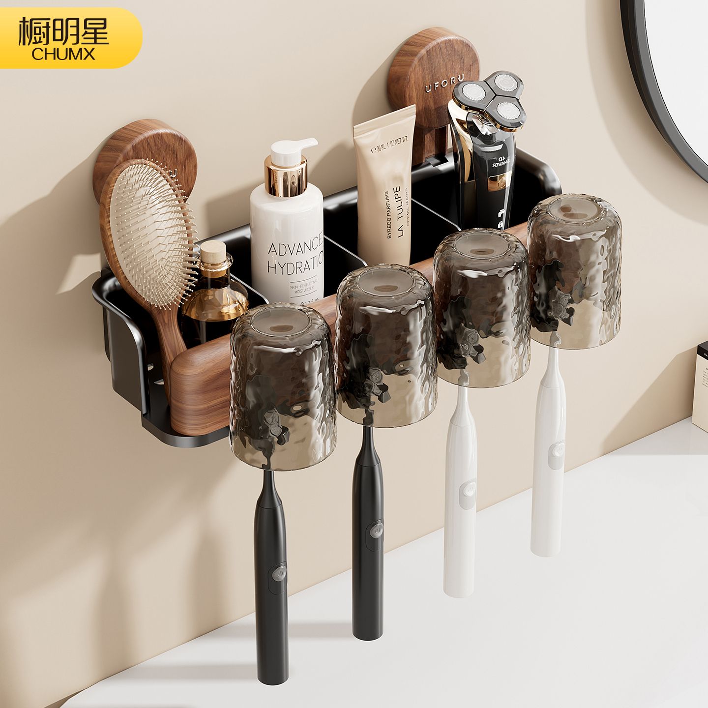 吸盘牙刷置物架壁挂免打孔