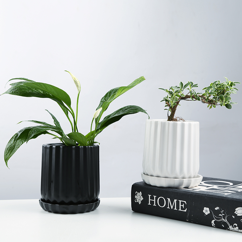 欧式花盆陶瓷简约创意个性绿植清仓特价带托盘家用多肉小盆批
