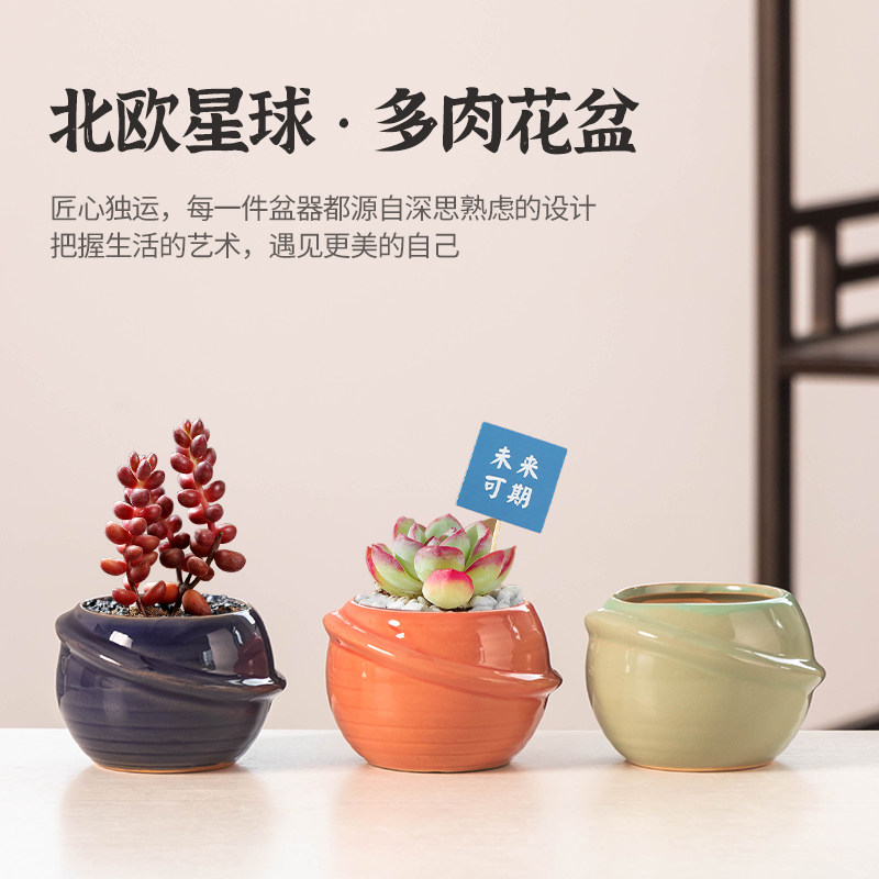 多肉花盆创意陶瓷星球造型盆肉肉盆栽北欧风桌面红祭钱串绿植摆件,鲜花速递/花卉仿真/绿植园艺,花盆,淘宝优惠券,粉丝福利购,淘宝优惠卷