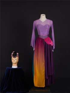 租赁/定制且看行云+头饰独舞演出服舞蹈表演服装