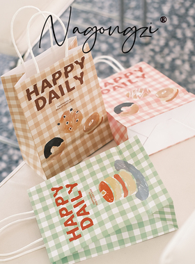 烘焙手提袋甜品打包袋定制面包蛋糕店外卖小袋子牛皮纸袋印刷logo