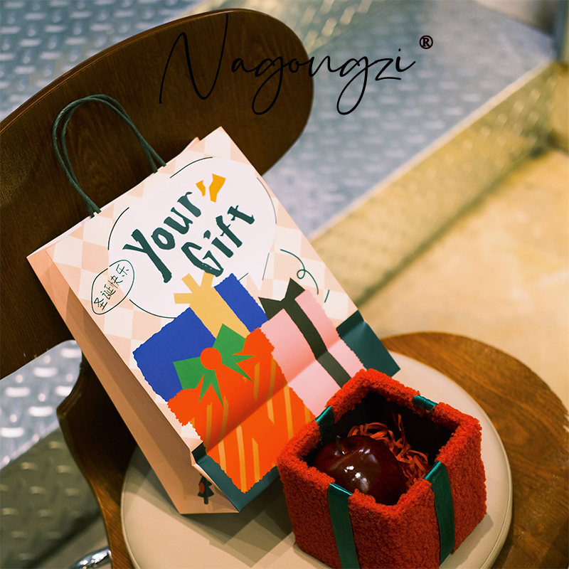 圣诞快乐圣诞礼物包装袋卡通纸袋苹果平安夜圣诞礼物手提袋礼品袋