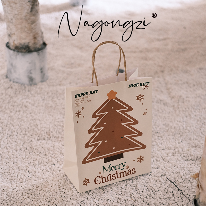 卡其圣诞树礼物袋包装袋圣诞树夜圣诞袋礼物手提袋袋礼品袋logo