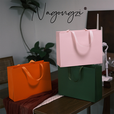 无腰线手提袋彩色纸袋印logo服装店纸袋化妆品包装盒购物袋礼品袋