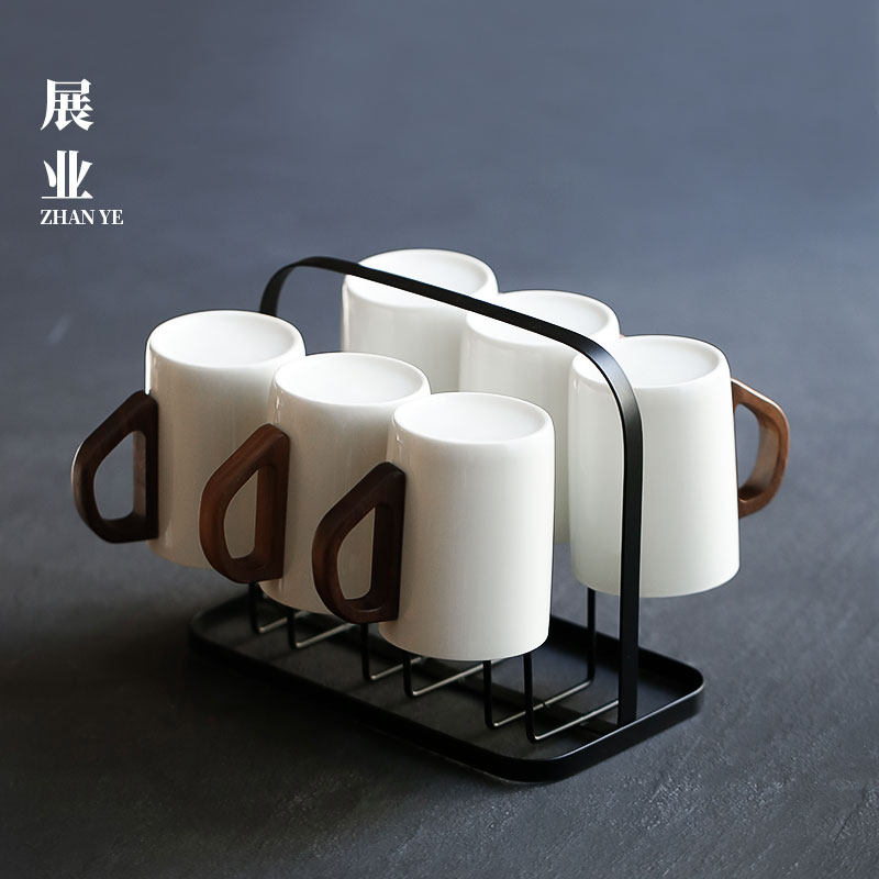 待客水杯套装家用客厅耐高温茶杯水杯高档办公室待客陶瓷喝水杯子