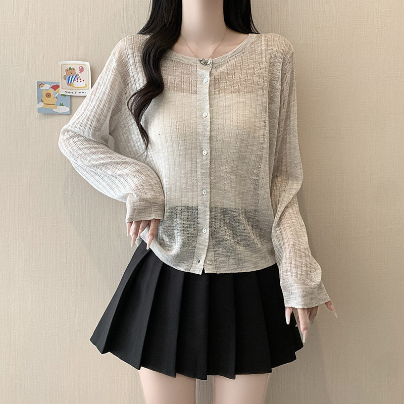 胖mm大码女装韩版休闲显瘦2026秋装新款时尚轻薄防晒长袖女针织衫