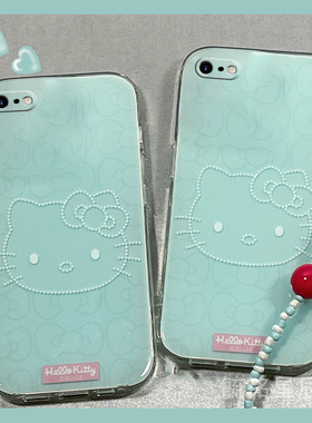 适用苹果8手机壳iphone7plus新款se4蓝色KT猫se3可爱se2带挂绳的6plus软硅胶HelloKitty女6s高级感5网红4超火
