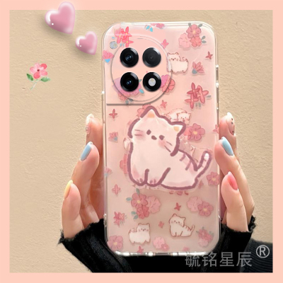 新款粉色花朵可爱小猫适用一加Ace3pro手机壳Ace3V一加12透明Ace2V硅胶11带支架的1+Ace竞速版10猫咪Ace2防摔