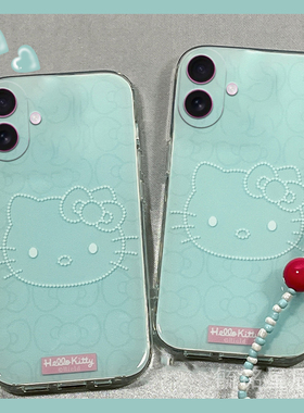 适用苹果16手机壳iphone15promax新款16e蓝色KT猫14plus可爱13mini带挂绳的12软硅胶HelloKitty女生11高级感