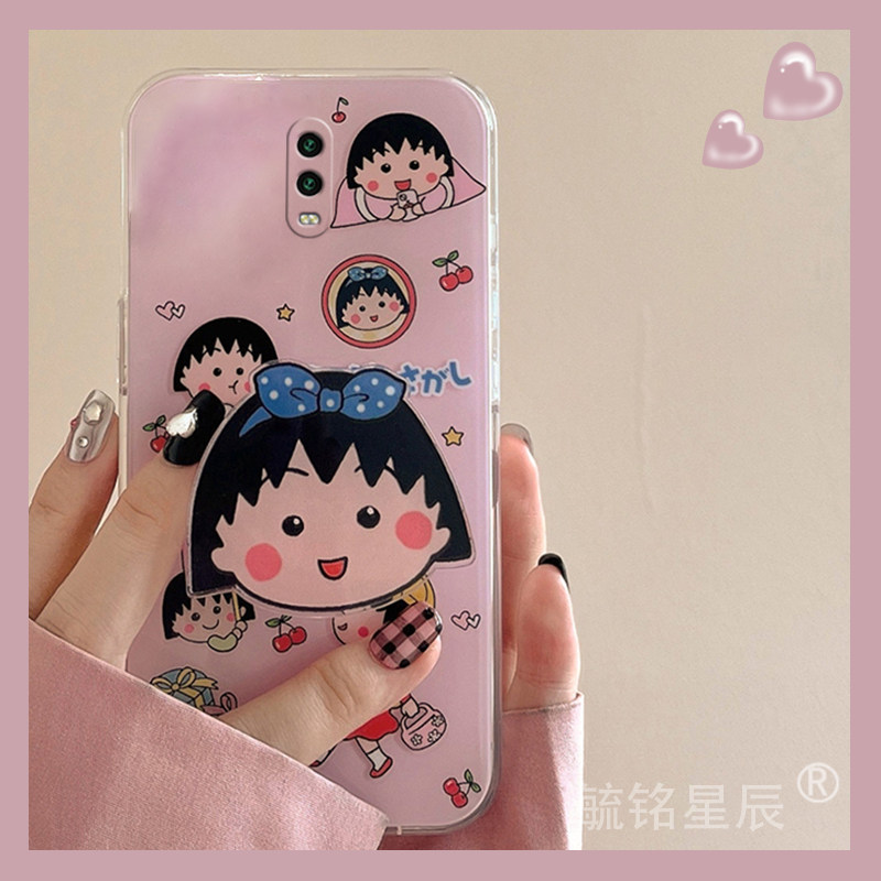 适用oppor17手机壳r15梦镜版r15x樱桃小丸子r11splus带支架r11t防摔r11s可爱r9新款r9splus小众卡通硅胶全包