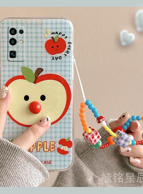 新款可爱蓝色格子苹果适用华为荣耀30Pro+手机壳立体20十带挂绳的30S透明9X青春版20S特别8XMax/20i/10/9i/8