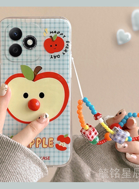 新款可爱蓝色格子苹果适用华为honor荣耀X60i+手机壳x50GT十立体X40竞速版i带挂绳的X30透明X20SE特别X10max