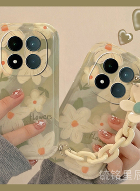 适用小米redmi红米note15pro手机壳note14pro+气垫13新款12t绿色12turbo花朵11tpro十11e腕带11r手链条防摔10