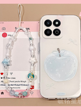 适用华为荣耀畅玩60plus手机壳50新款40c白色30m苹果20a带挂绳的40s防摔20pro高级感9a小众8a硅胶7a全包透明