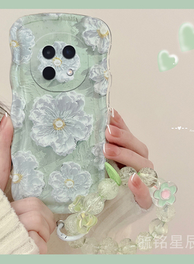 适用oppoa5手机壳a5pro新款a3油画a3x绿色a3i花朵a2透明的a2x软硅胶a2m波浪边a1活力版a1x气囊a1i情侣轻奢风s