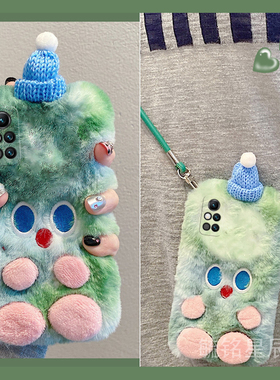 适用华为荣耀30手机壳30pro+青春版20s十v40毛绒v20绿色v10圣诞v9小怪兽v8防摔的v30pro带挂绳20i腕带9x秋冬8