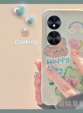 新款绿色油画卡通小熊适用华为honor荣耀Play8T手机壳7T可爱5活力版6T透明4硅胶的4t防摔6C可爱T全包3小众pro