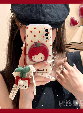 新款韩系红色樱桃适用一加9手机壳1+9Pro带支架的9R挂件9RT透明8硅胶的8Pro可爱kt猫7波点6高级感5网红T女款