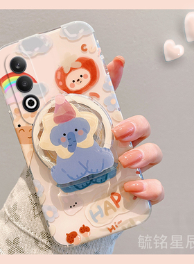 新款可爱蓝色大象适用OPPOK12pro手机壳K10活力版k12x透明K9硅胶x带支架的K9s防摔K11趣味K7少女心K7x/K3/K5