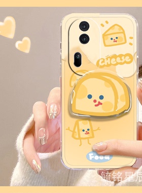 新款可爱黄色奶酪适用OPPOReno11手机壳Reno11Pro+带支架的Reno10Pro十透明Reno9Pro卡通reon11起司创意气囊p