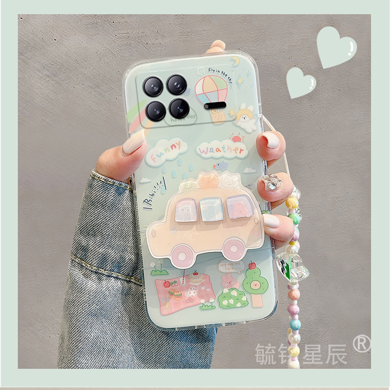 新款卡通动物适用小米MIXFOLD3折叠款手机壳MIXFOLD2折叠屏带支架的MIX FOLD兔子挂绳手腕带防摔透明硅胶套女