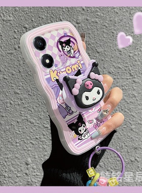 波浪边新款紫色库洛米适用华为honor荣耀畅玩40c手机壳畅玩40带支架40Plus气囊30透明30M卡通20Pro吊坠挂件20