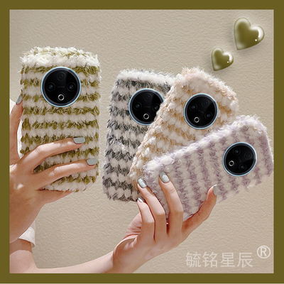 适用vivoy500手机壳y300pro/y200gt毛绒y100i新款y100+/c/t条纹y97十y93s撞色y85绿色y83拼接y81s紫色y79硅胶