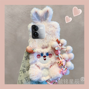 适用iqooz9turbo手机壳iqooz9毛绒z9x秋冬z8可爱z8x兔子z7带挂绳的z7x立体z6高级感z6x毛茸茸vivo冬天z5z5xz3