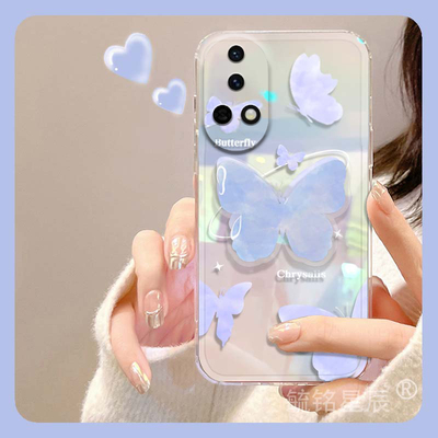 新款蓝色蝴蝶ins风适用华为nova13手机壳13pro带支架12活力版12ultra透明的11se镭射10超薄9硅胶8简约7可爱5