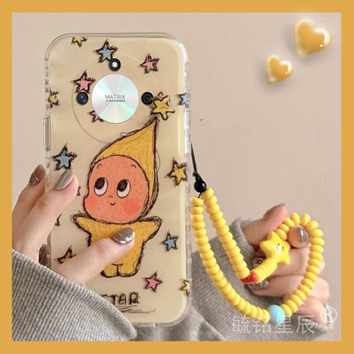 适用华为荣耀x70i手机壳x60i+新品x50i十x40gt竞速版x30max可爱x20se星星x10小人x9c旋转x9b带挂绳的x7b透明