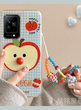 新款可爱蓝色格子苹果适用小米黑鲨5手机壳5Pro立体5RS带挂绳的3透明3S特别3Pro硅胶套4防摔4s高级感4SPro女