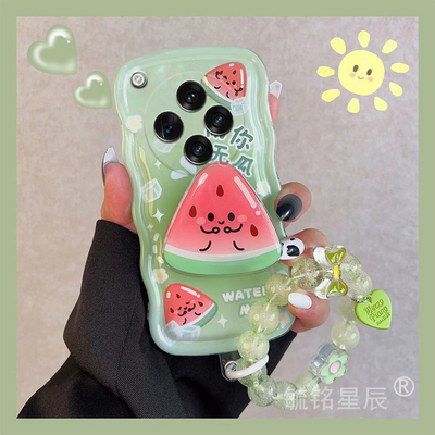 新款夏季西瓜绿色适用oppofindx8手机壳findx7手腕带findx6硅胶x5透明findx8pro带支架的x8ultra情侣小清新x3