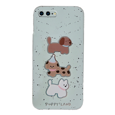 新款绿色卡通泼墨小狗适用苹果8Plus手机壳iPhone7透明se3硅胶的ins风se2韩系6防摔6s可爱5创意5s男生4网红4s