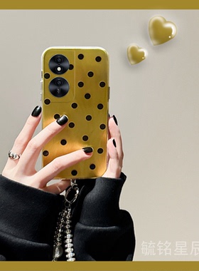 新款ins黑色波点适用华为honor荣耀畅玩50Plus手机壳40Plus透明30M黄色30Plus硅胶的40c简约手腕带小众高级感