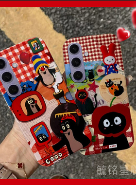 适用三星s25手机壳s10新款s24+可爱a70猫咪note20ultra卡通a70s鼬鼠a71红色a55透明c9pro硅胶的创意高级感ins