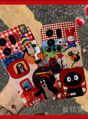 适用oppofindx9pro手机壳x8/findx7新款x8s+可爱mini猫咪x6天玑版x5卡通x3pro鼬鼠x2红色x7ultra透明新年过年