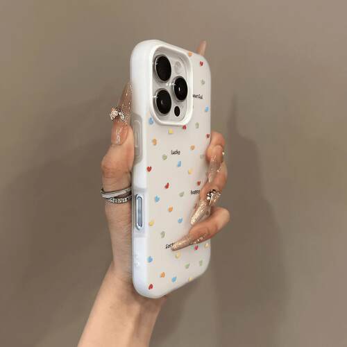 晱晱彩色爱心高级简约二合一iPhone16适用苹果1514promax手机壳13软苹果14plus全包16/12创意11简约小米