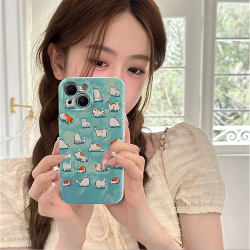 满屏猫咪适用苹果15promax手机壳iPhone13二合一小米14磨砂菲林新款oppo12xr全包小众华为PURA70vivoX100红米