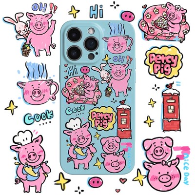 晱晱ins玛莎猪猪二合一适用苹果15手机壳iPhone13Promax菲林华为P70防摔小米14磨砂OPPO液态12简约11不撞VIVO