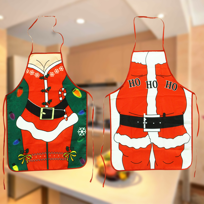 圣诞节装饰用品店铺服务员圣诞老人服饰装扮性感女神红色围裙雪人