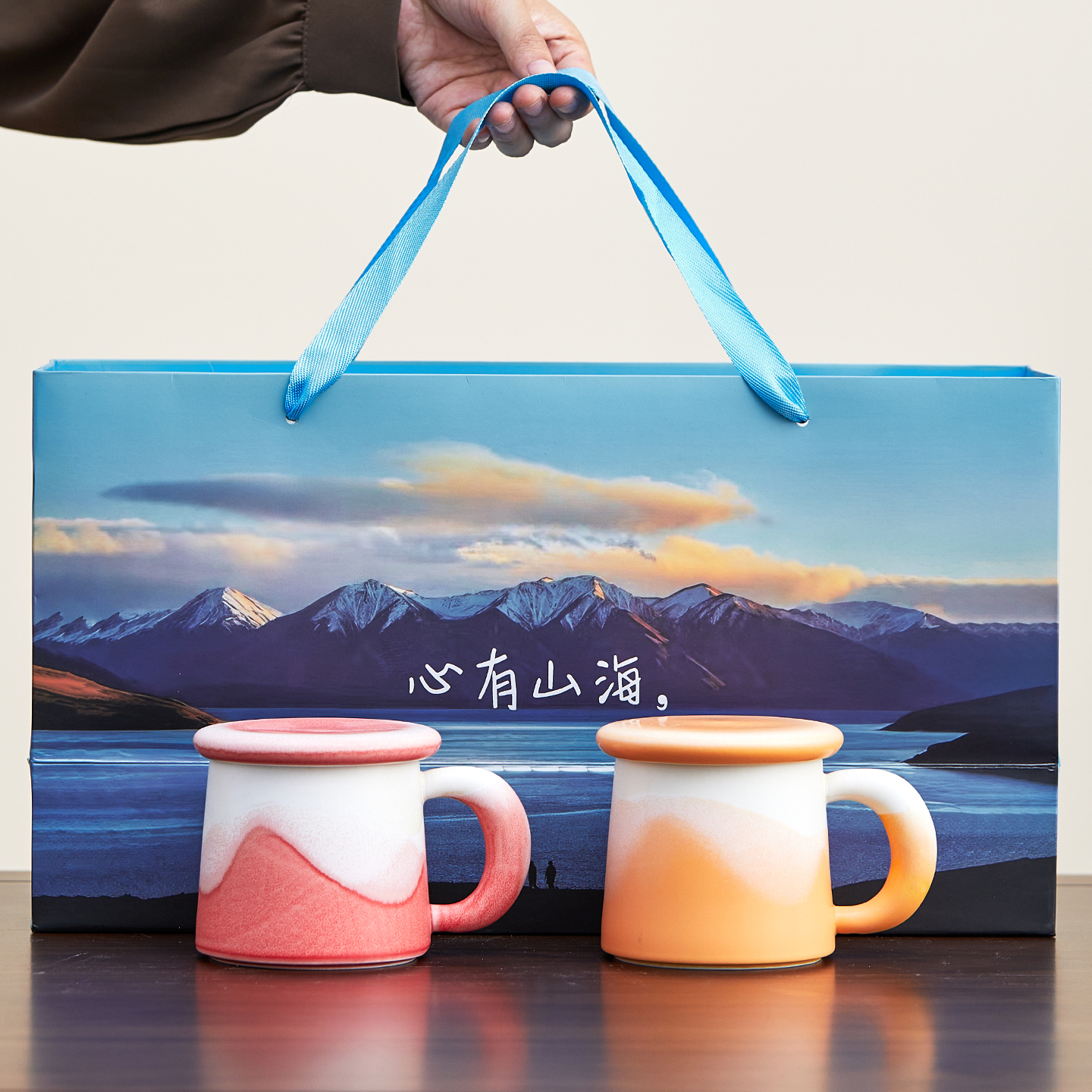 情侣茶杯对杯陶瓷水杯茶水分离