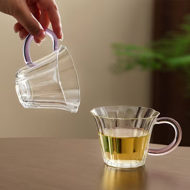 玻璃茶杯带把高级感功夫茶主人杯图片
