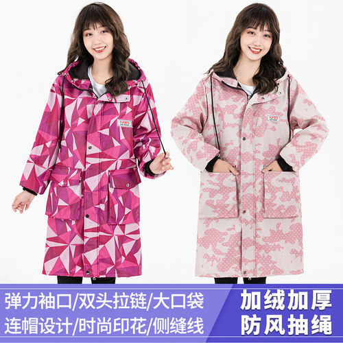 女式加绒罩衣连帽女士新款冬天加厚穿衣店铺工衣拉链男人饭店厨房
