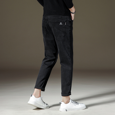 弹力小直筒九分牛仔裤男