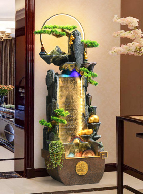 假山流水喷泉景观循环水风水轮水幕墙客厅电视柜旁边摆件开业礼物